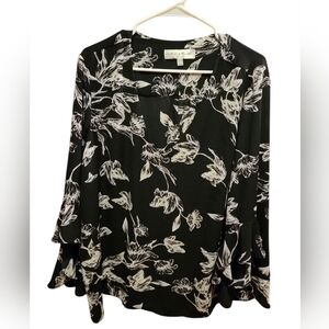 Chelsea & Theodore Floral Blouse With Bell Sleeves